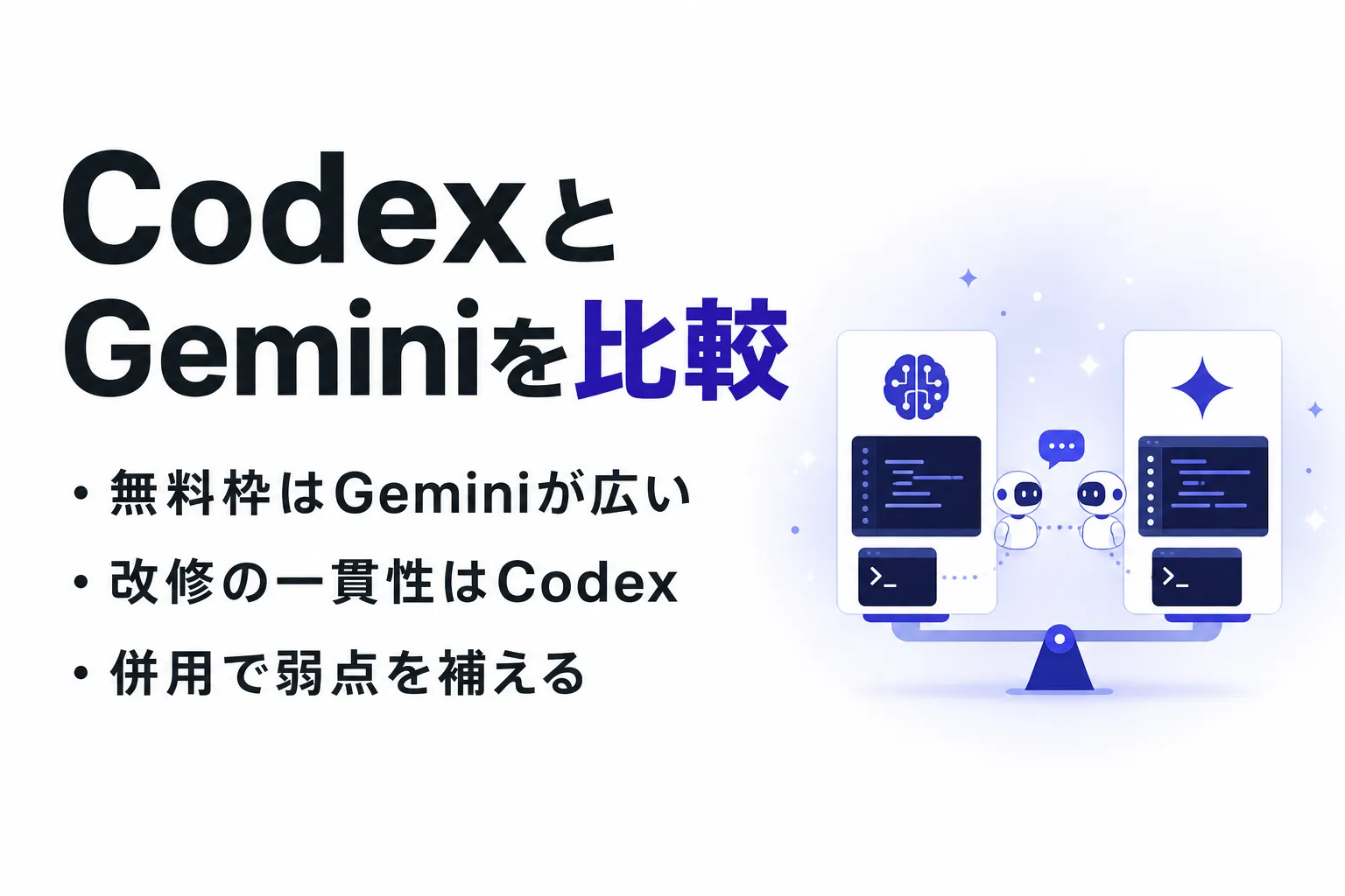 CodexとGeminiを比較｜料金・性能・使い分けと連携のコツ