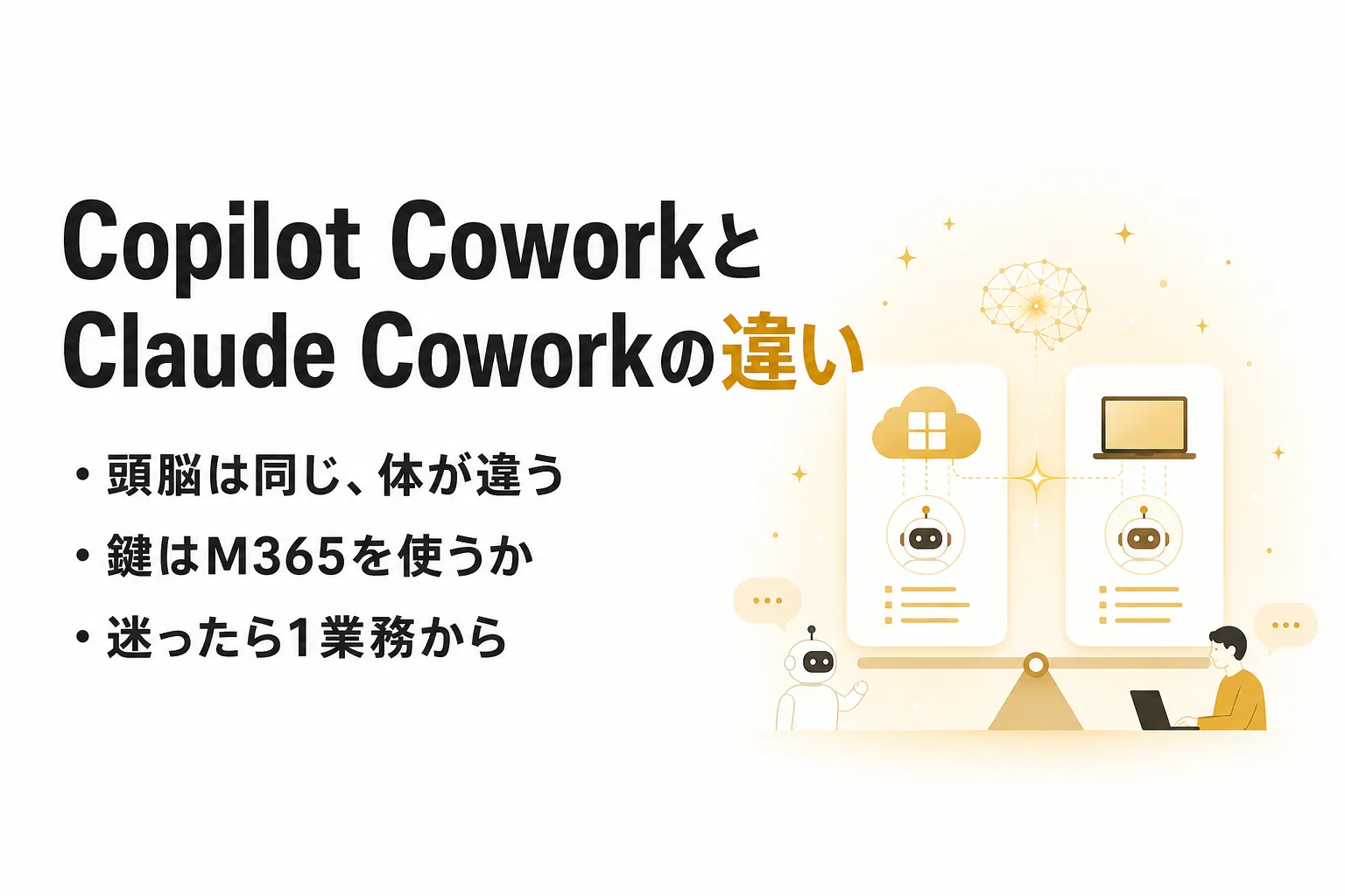 Copilot CoworkとClaude Coworkの違い｜料金・機能で見る選び方