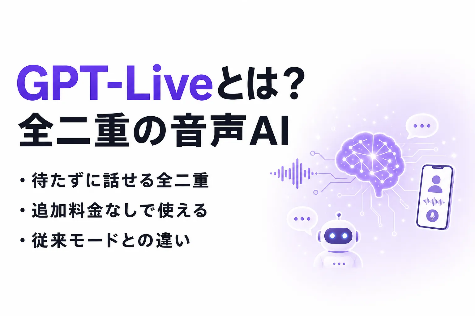 GPT-Liveとは？ChatGPTの音声を変える全二重会話と料金・使い方を整理