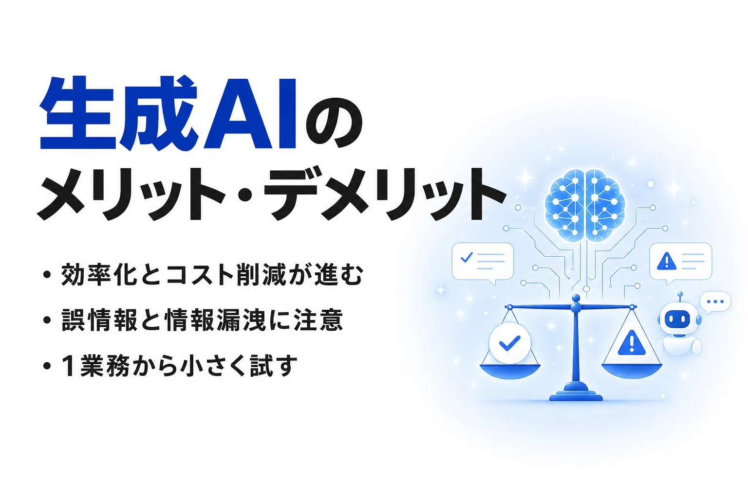 生成AIのメリット・デメリットとは？仕組みから活用法・リスク対策まで解説