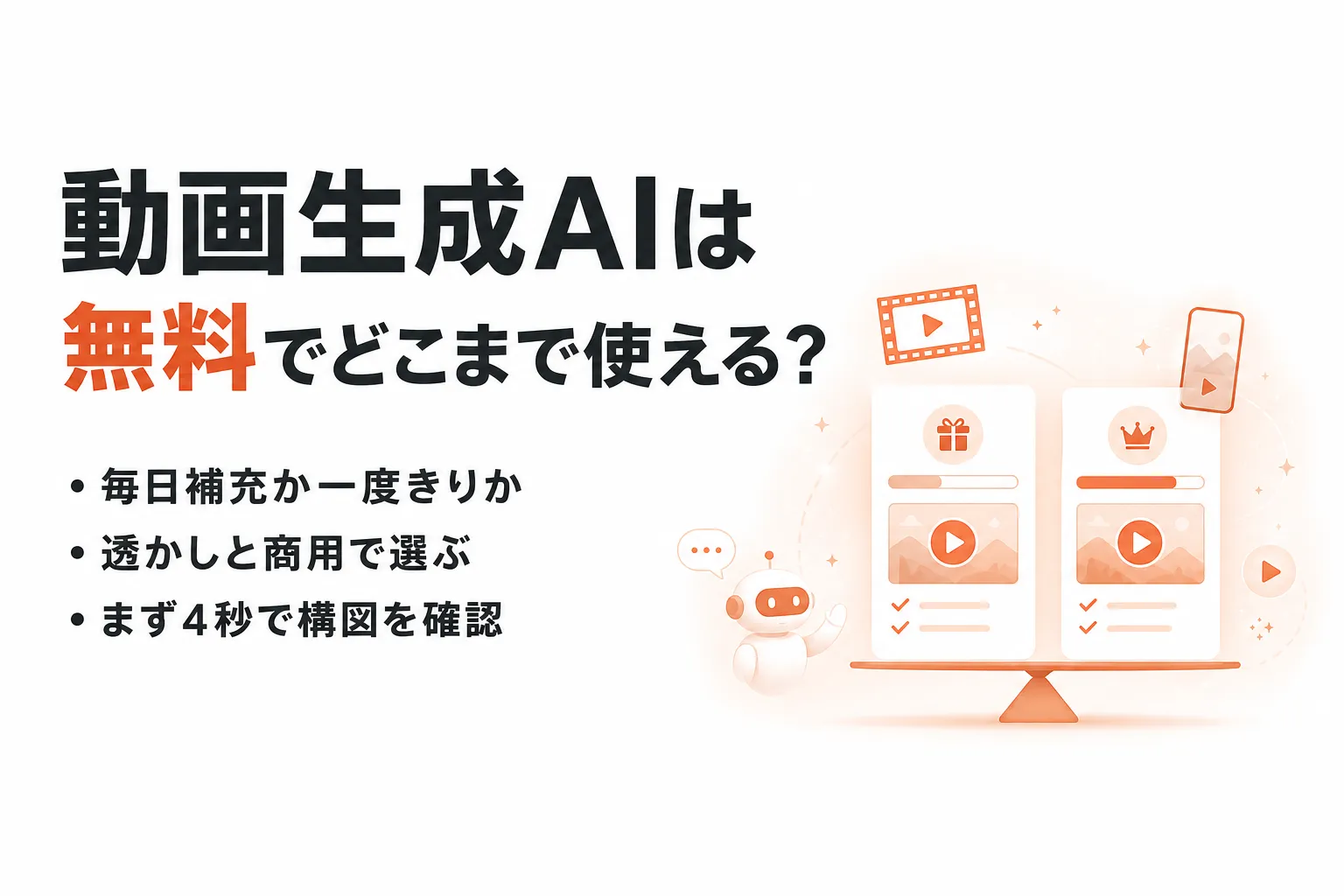 動画生成AIは無料でどこまで使える？無料枠・透かし・商用利用を比較
