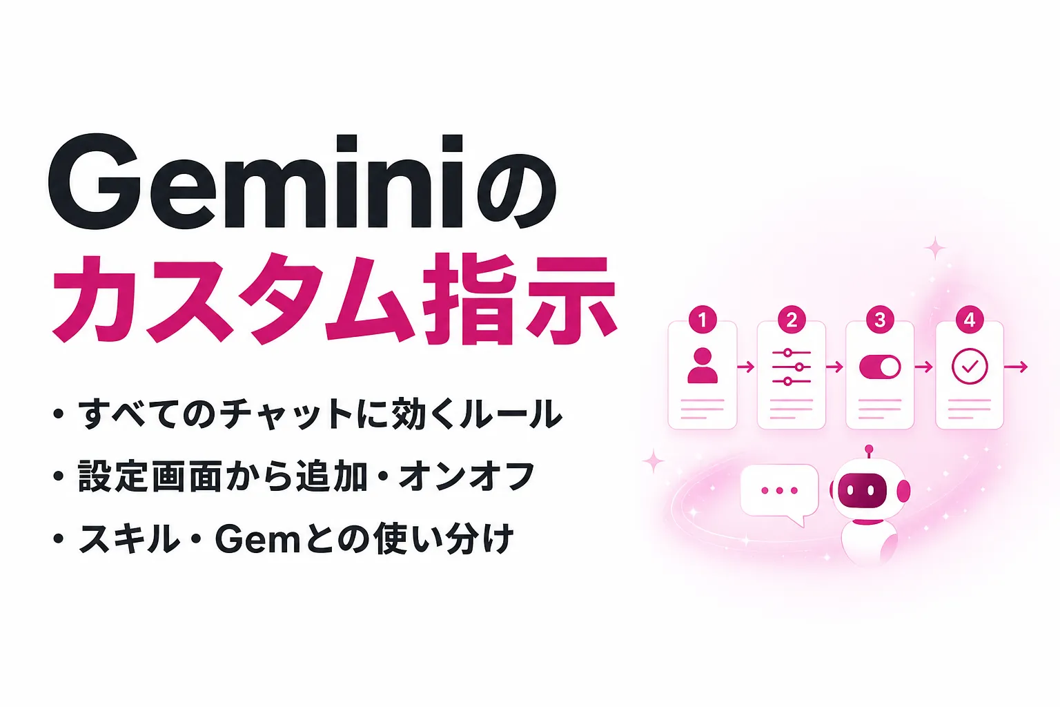Geminiのカスタム指示とは？設定方法と書き方の例、スキル・Gemとの違い