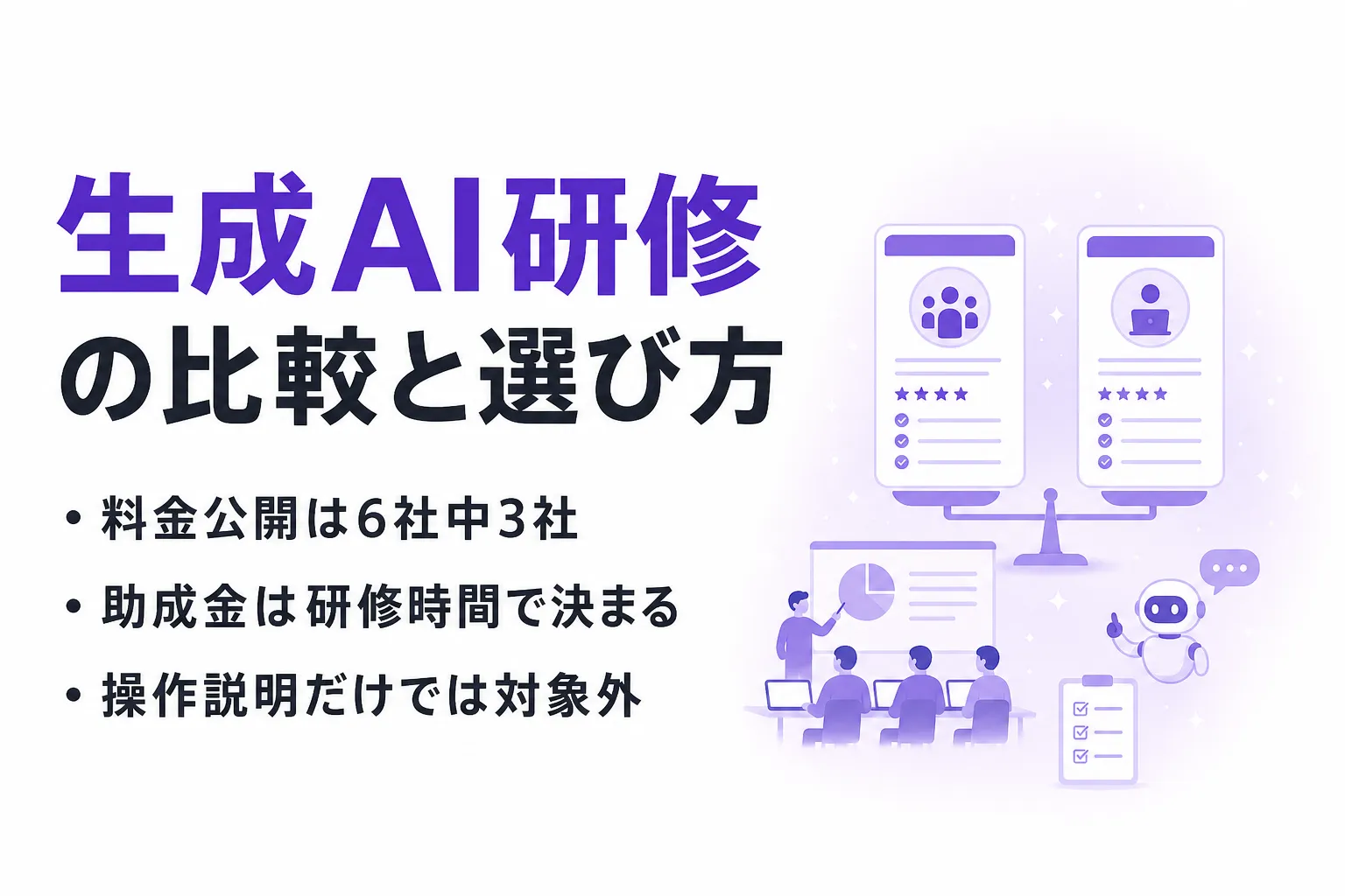 おすすめの生成AI研修を比較｜対象者・ツール・助成金で絞り込む