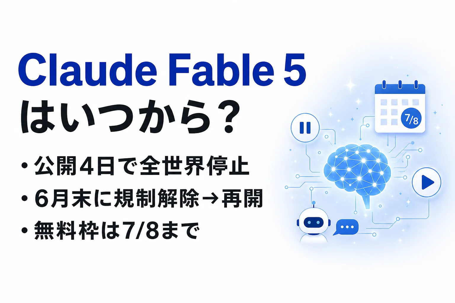 Claude Fable 5はいつから使える？停止・再開の経緯と料金の期限を整理