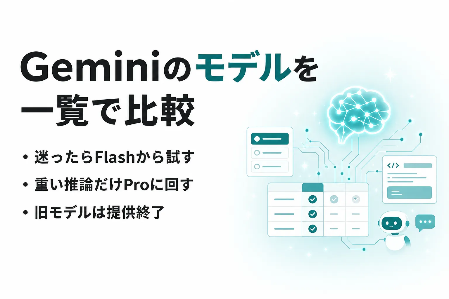 Geminiのモデル一覧｜アプリとAPIで使えるモデルと用途別の選び方