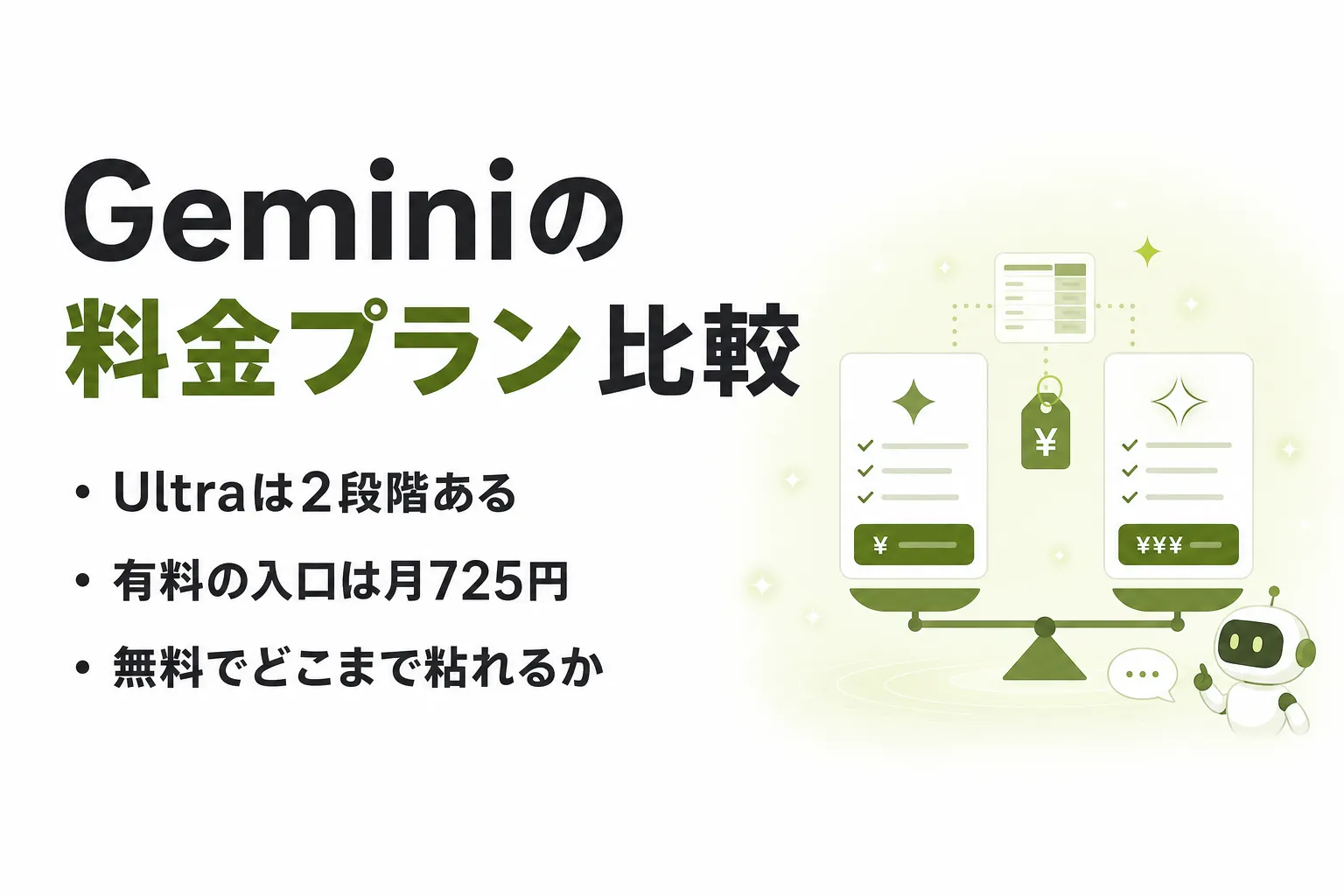 Geminiの料金プランはいくら？無料・Plus・Pro・Ultraの違いと選び方