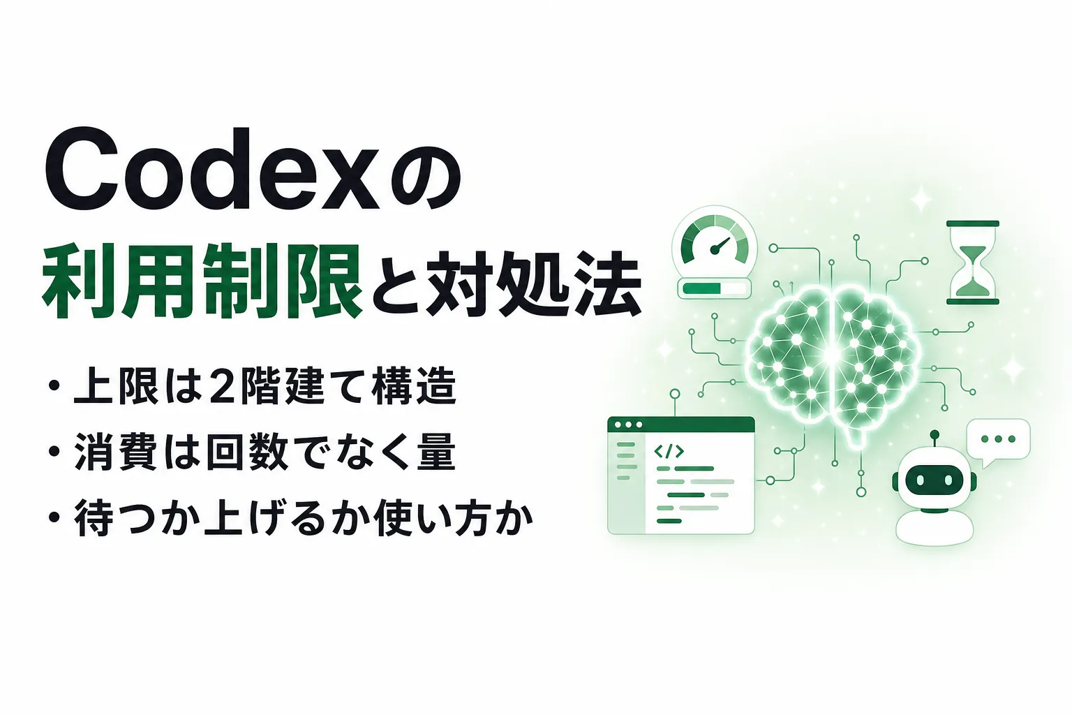 Codexの利用制限とは？5時間枠と週次枠の仕組み・確認方法・対処法