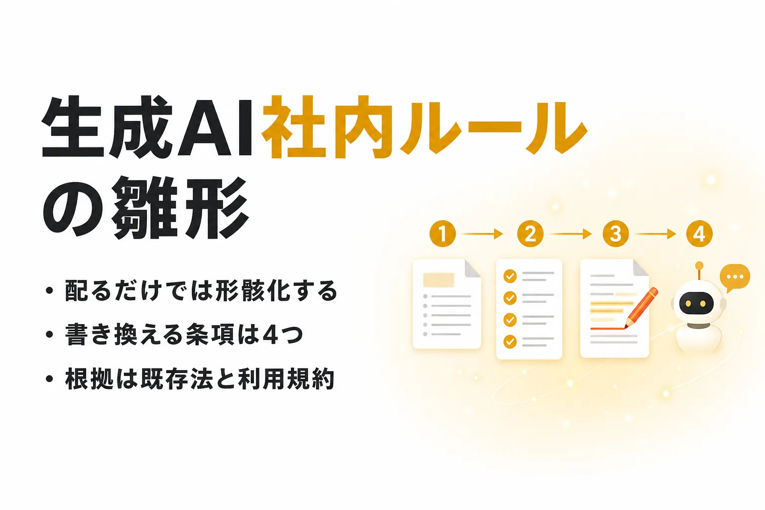 生成AIの社内ルールを作るテンプレート｜公開ひな形の入手先と書き換える4条項