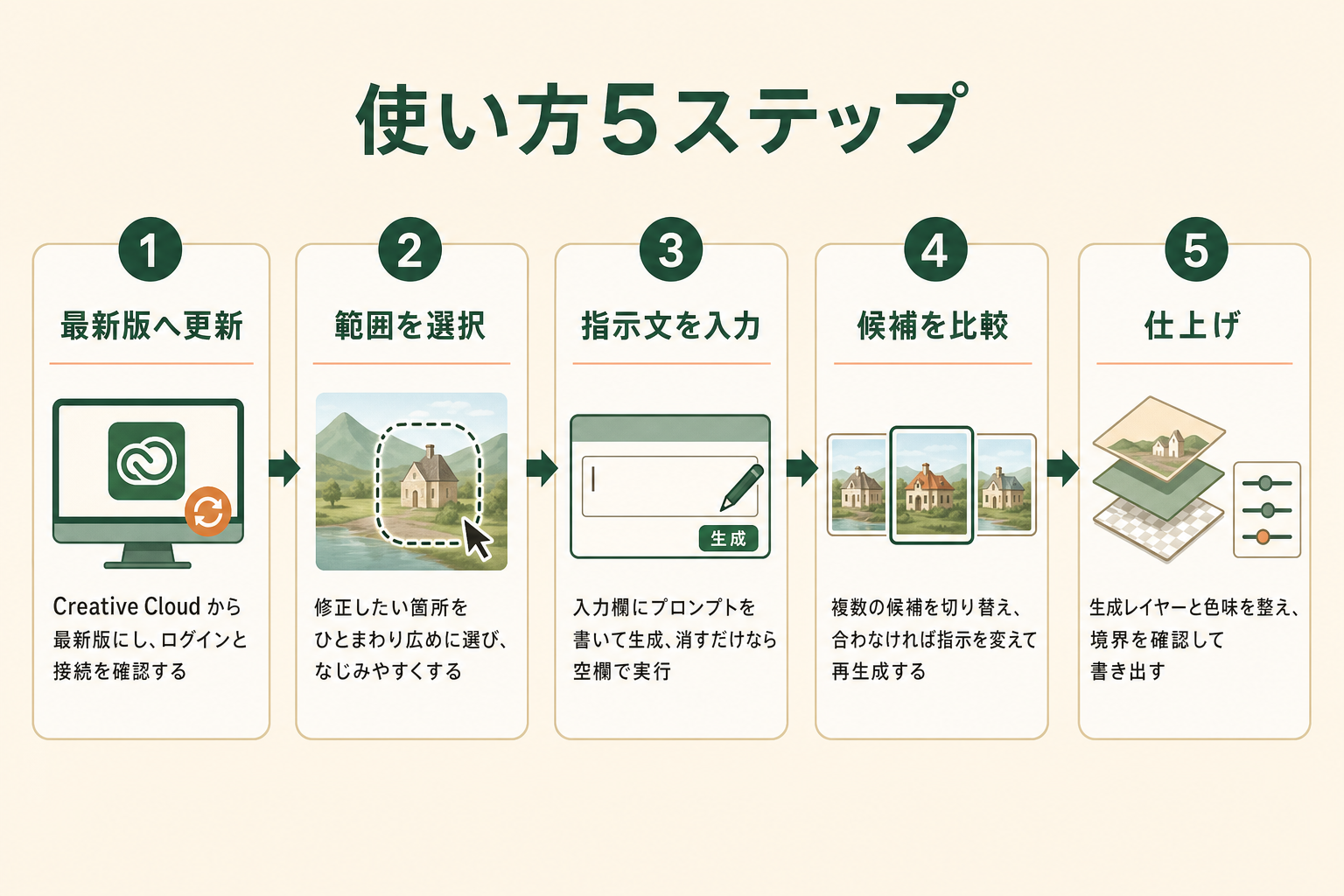 Photoshop での生成AIの使い方5ステップ